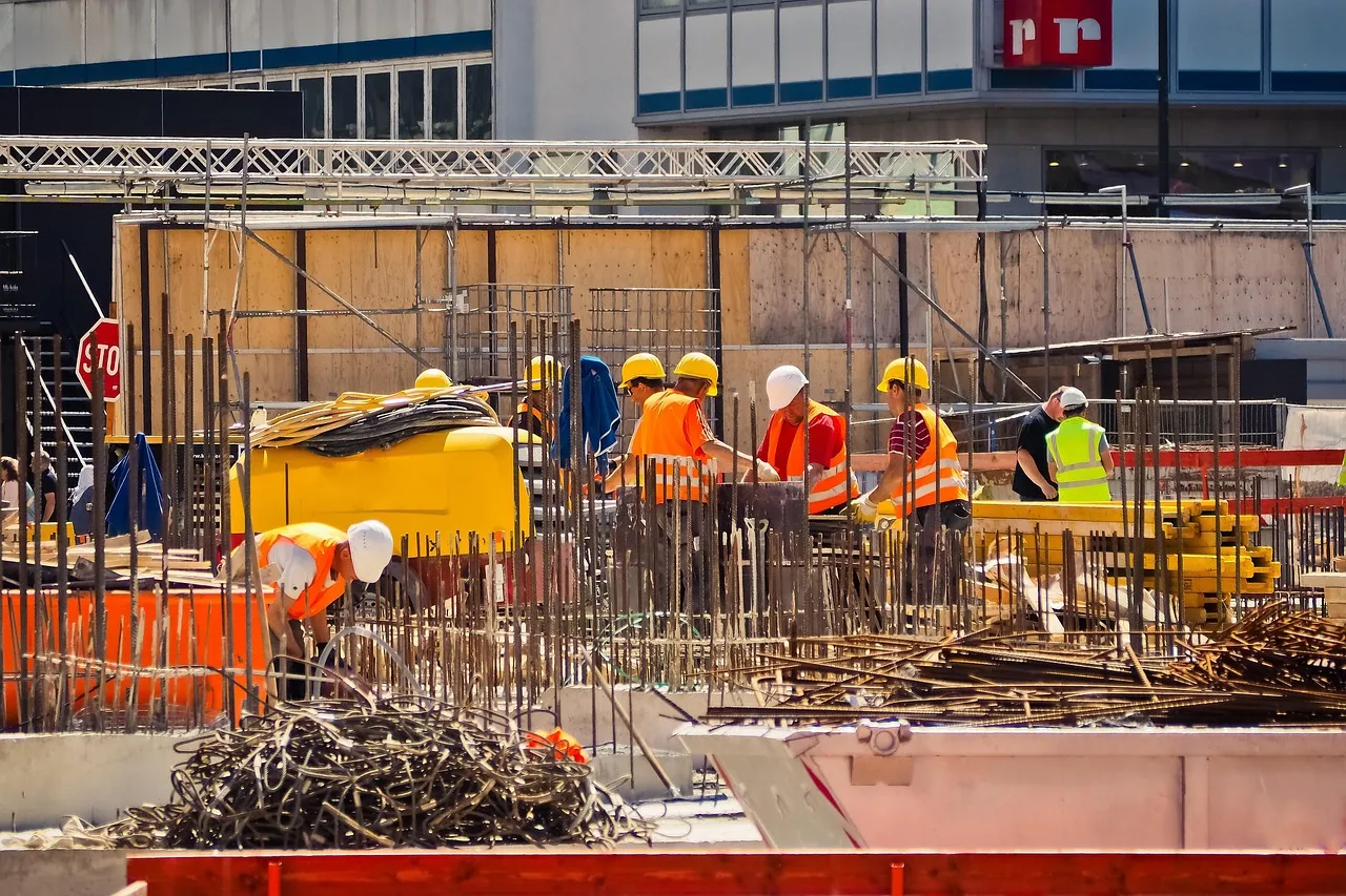 Mechanical connection of steel bars construction site